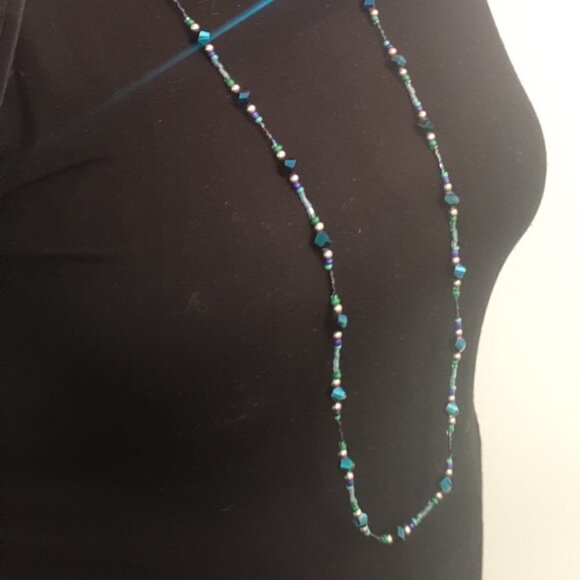 🐞NWT Boho Chic Artisan Handmade AAAA Shiny Crystal Bead Necklace Long Necklace - Picture 7 of 16